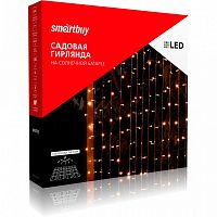 Гирлянда светодиодная Smartbuy на солнечной батарее "Занавес" Теплый белый свет IP20 1,8х2м картинка 